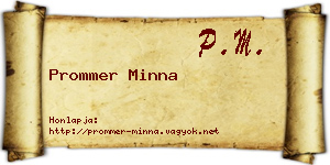 Prommer Minna névjegykártya